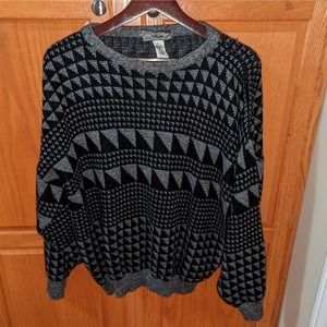 Vintage Mario Gilbert Women size L Italy Wool Mix Sweater Grey Black Geometric